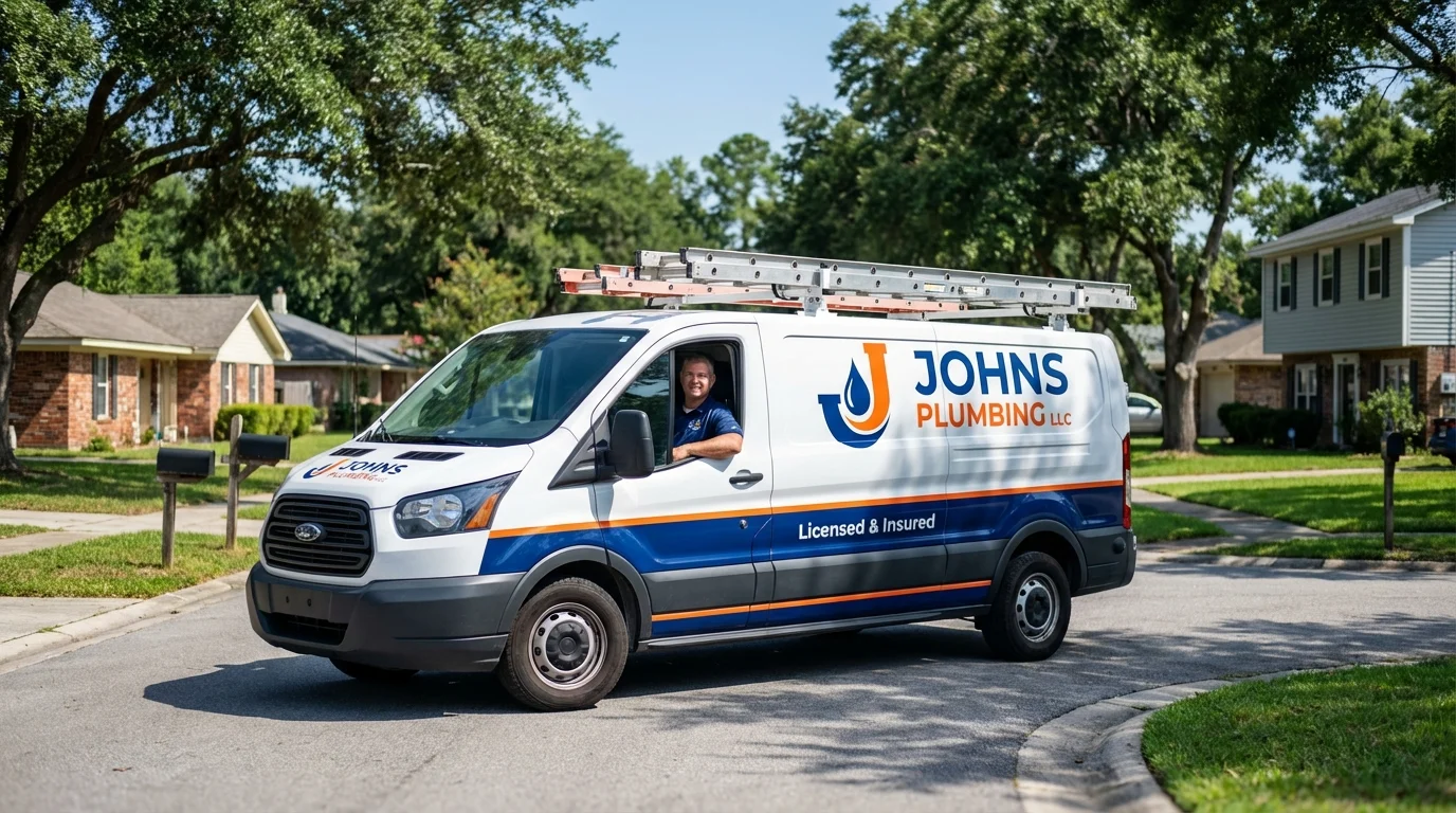 Johns Plumbing LLC service van in Grand Prairie, TX