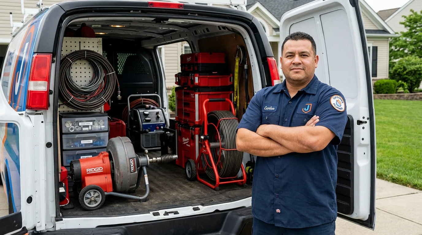Professional drain cleaning equipment and Johns Plumbing LLC plumber in Grand Prairie