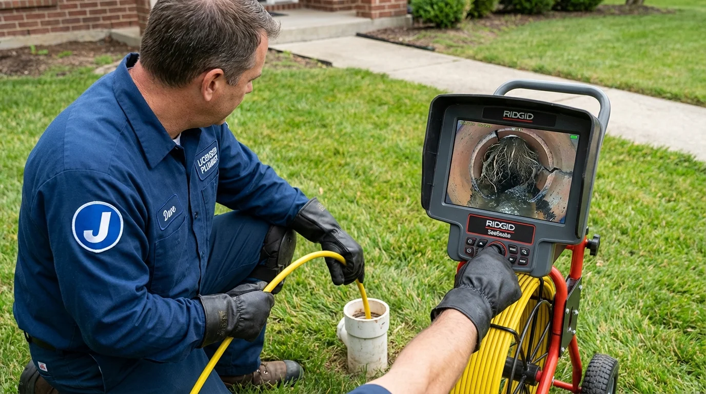 Sewer camera inspection being performed by Johns Plumbing LLC in Grand Prairie
