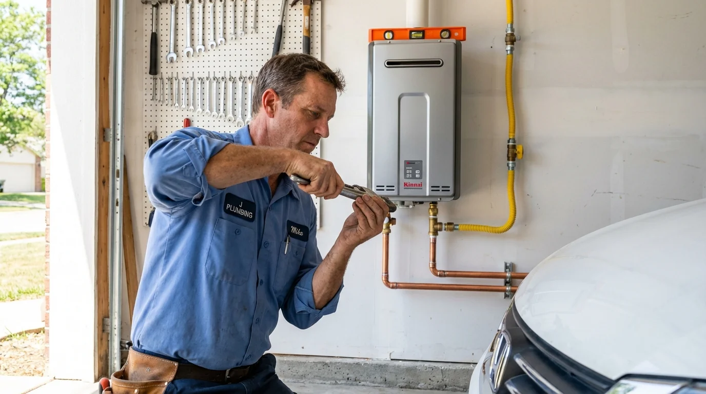 Tankless water heater installation by a Johns Plumbing LLC plumber in Grand Prairie